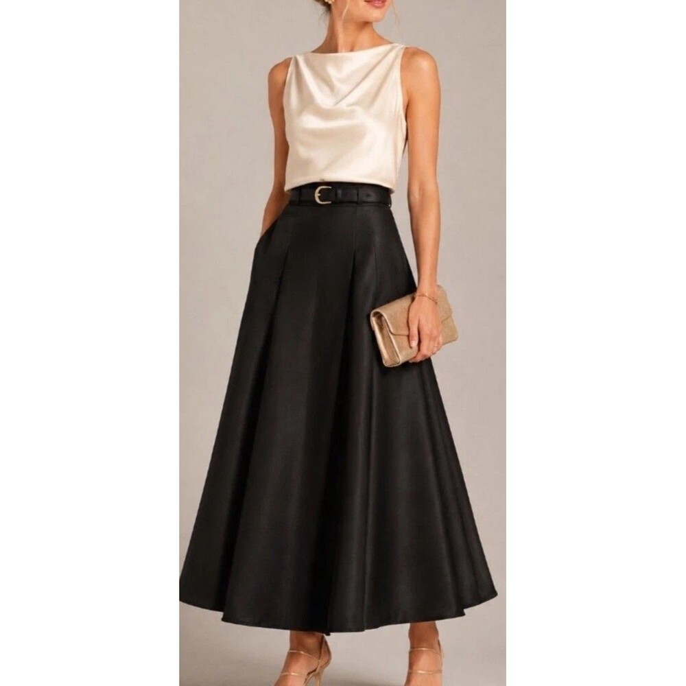 VTG Scott McClintock Millennium 2000 Y2K Black Maxi Skirt - Size 6 - 40” Long